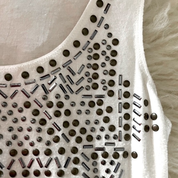 Maurices White Tee Swing Tank Metallic Embellished Top - Picture 4 of 6